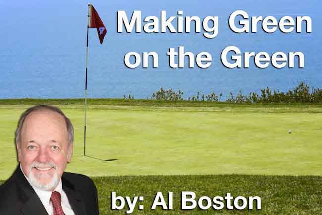 Making Green on The Green reads above where Al Smiles in front of a golf course