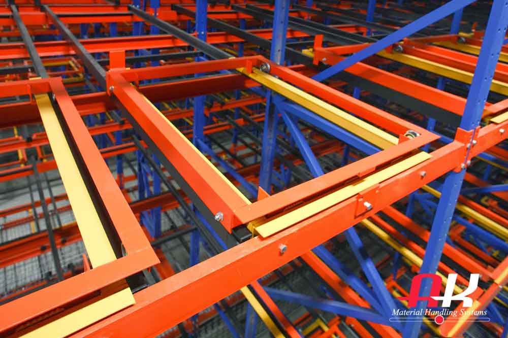 spacerak push back pallet rack system with no materials on it