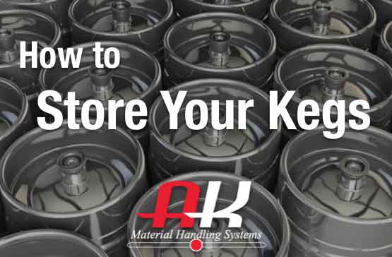 How TO Store Your Kegs reads over a picutre of kegs