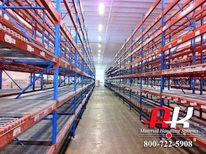 looking down an aisle of pallet rack after being installed