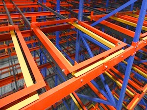 orange push back racking