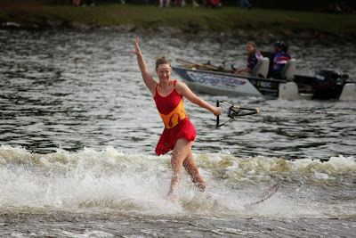 Jillian Baird smiling as shes water skiing