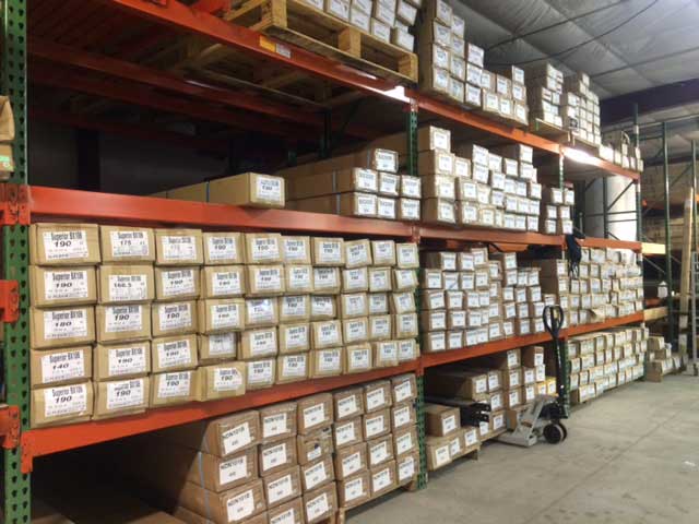 Racking in Superior Moulding Corp's warehouse