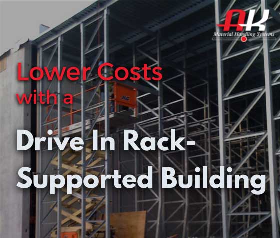 Lower Costs With Drive In Rack Supported Building reads over a rack-supported building