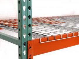 pallet rack with a metal wire shelf