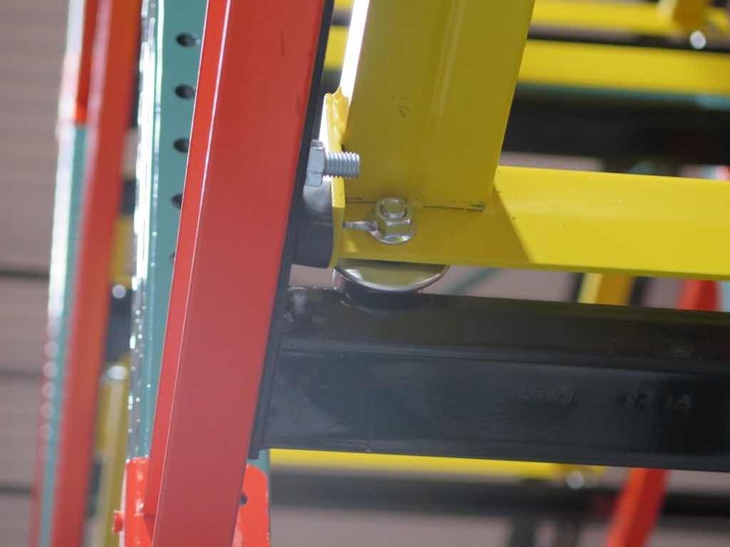 Image showing how push back cart is fastened to a push back system