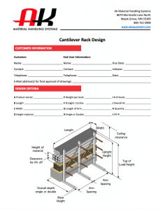 Cantilever rack design criteria sheet