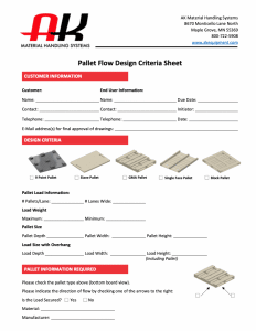 Pallet flow design criteria form