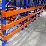 Pallet rack row end protector