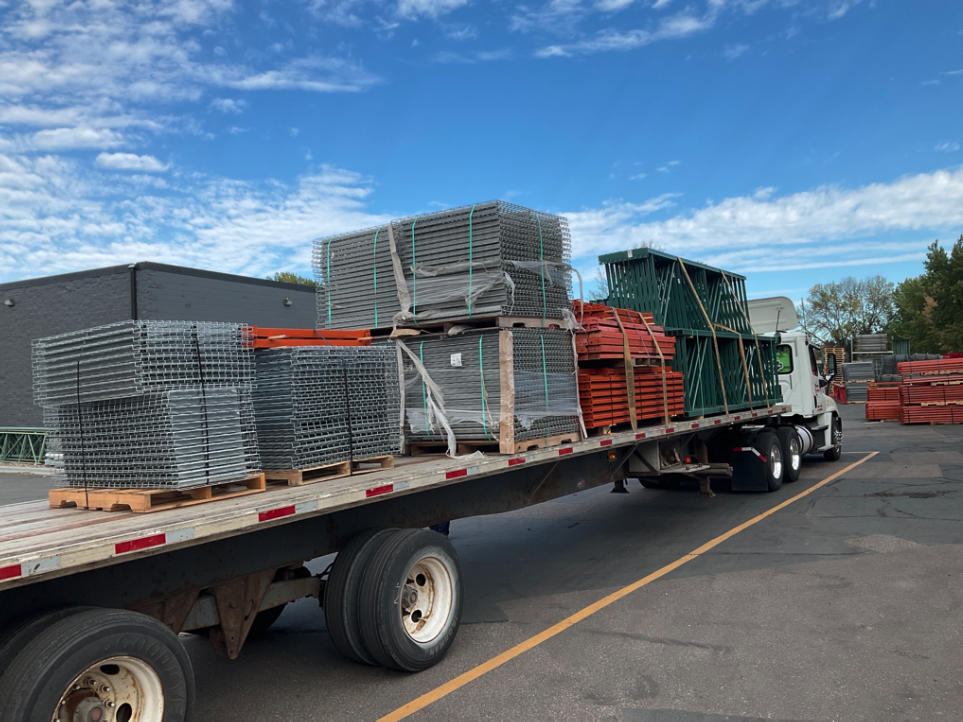 Pallet racks on truck