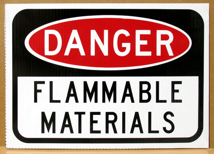 Flammable materials warning sign